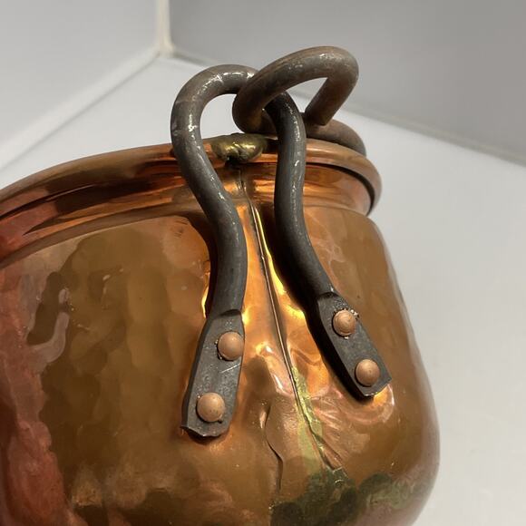 Small Dutch Copperware Handmade Copper Pot Wrought Iron‎ Handle Cauldron Ireland - Picture 6 of 7